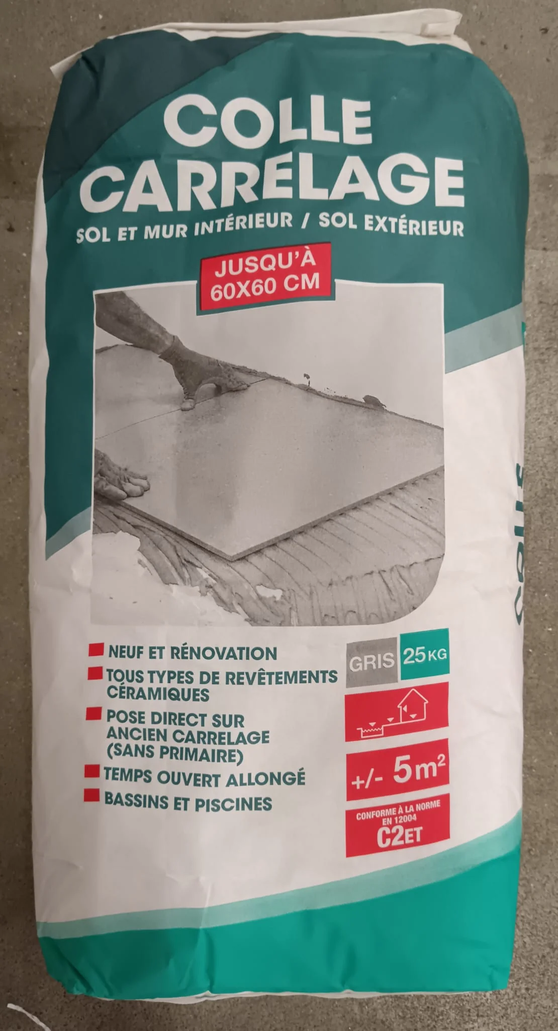 Colle carrelage sol intérieur/extérieur gris 25kg - Image 3
