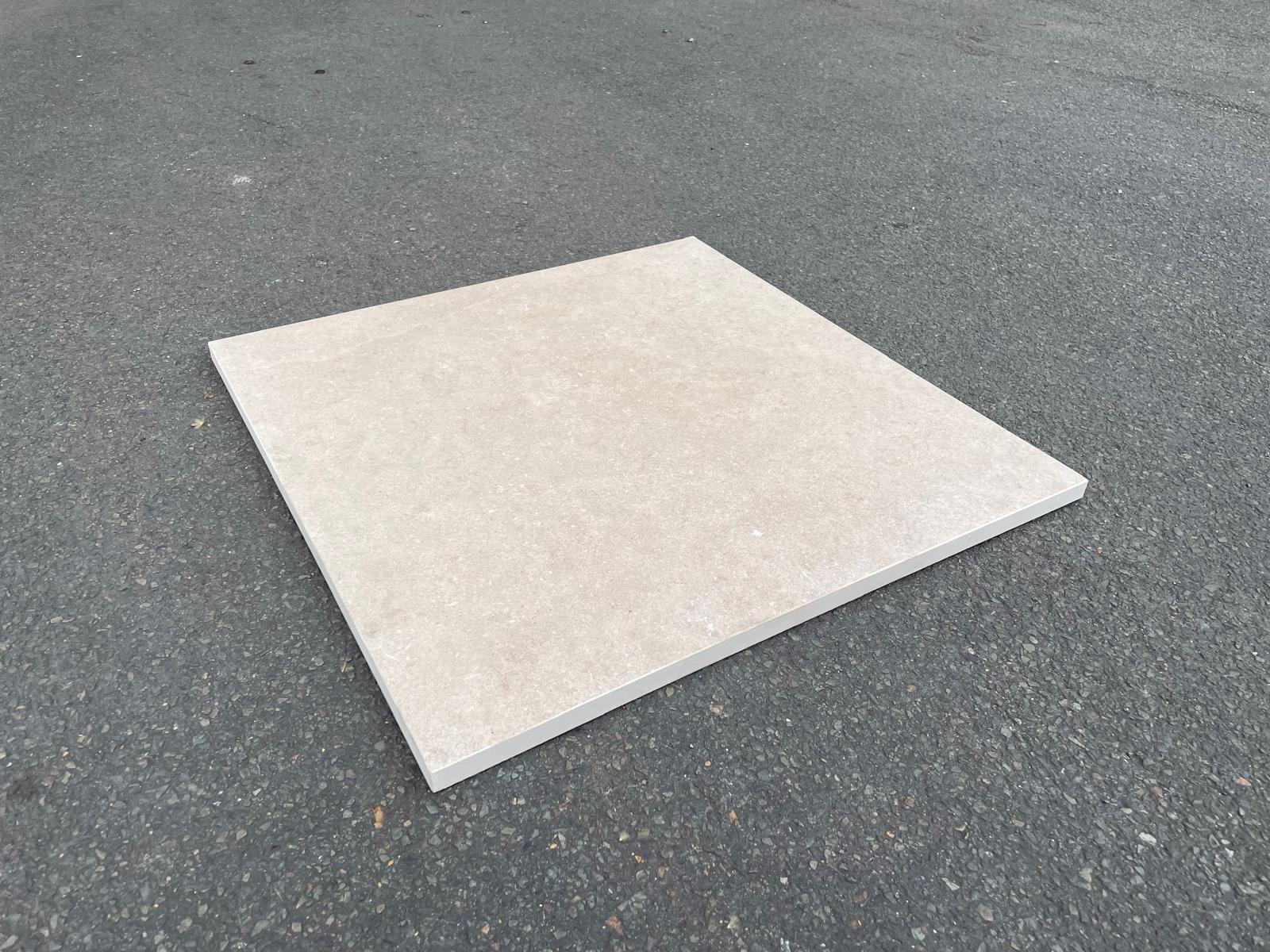 Carrelage extérieur grès cérame rectifié structuré couleur ivoire - gamme Inaya ref L975 - 60x60cm - Ep= 20mm - Novoceram - Image 3