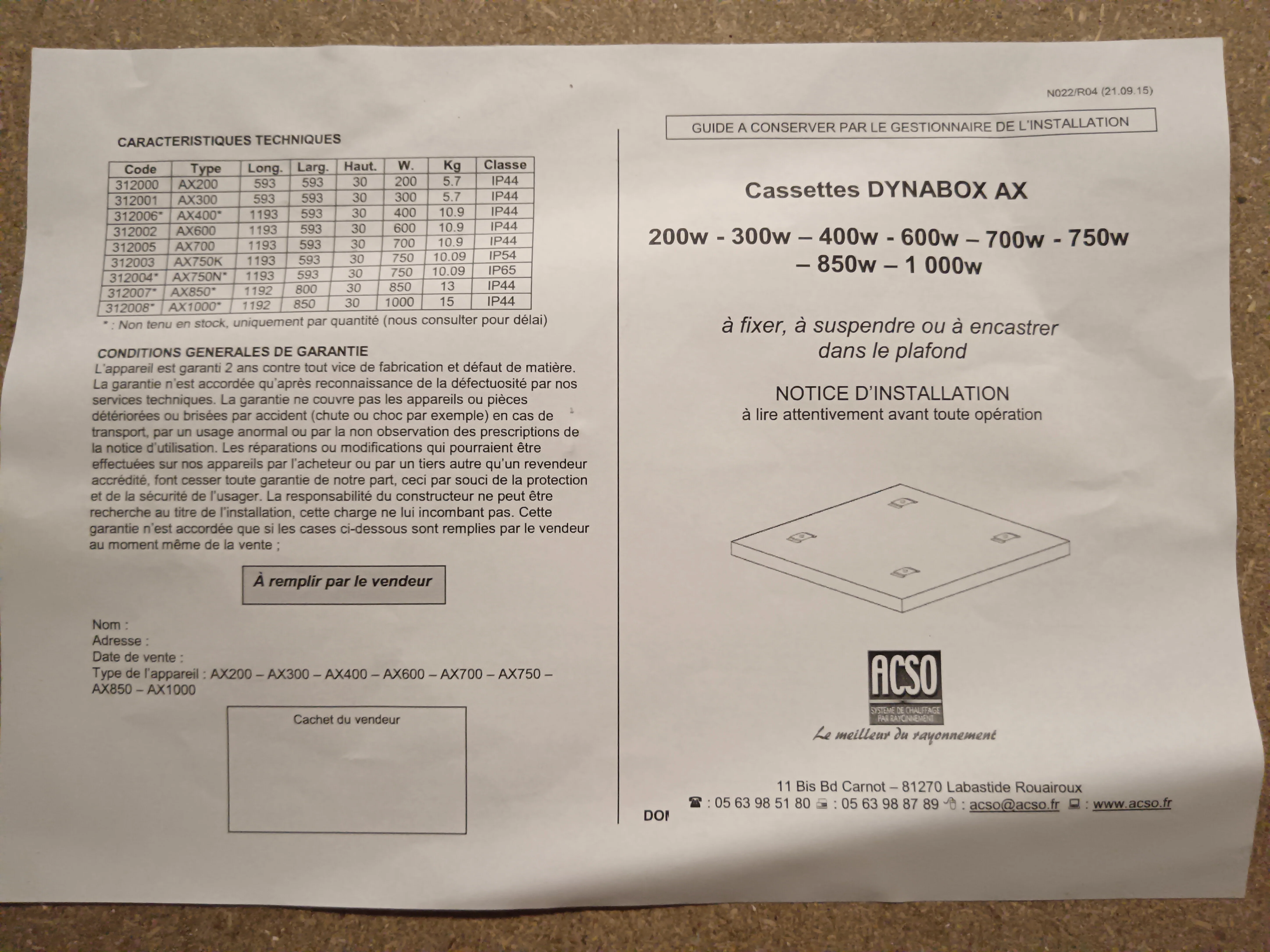 Cassette rayonnante  - 593 x 593 x 30 mm (Dynabox ACSO AX 200) - Image 10