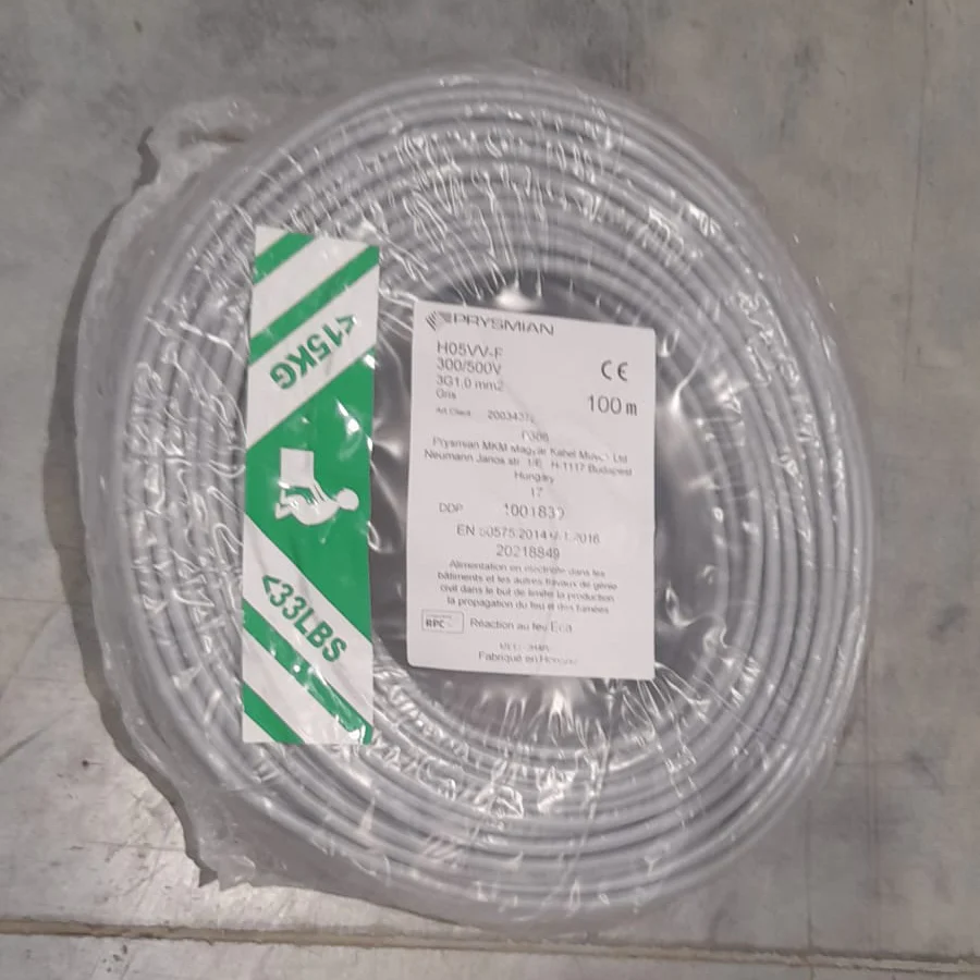 Cable électrique 100 m gris - Prysmian 3x1 mm