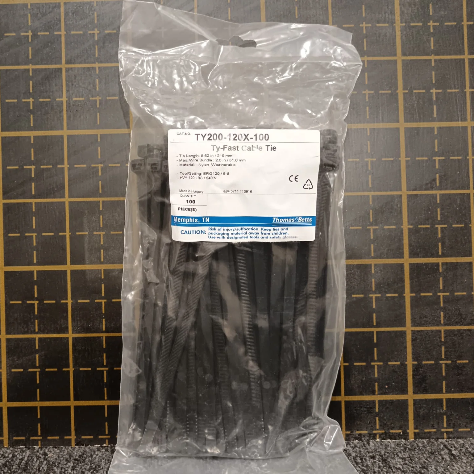 Colliers de serrage serre câble noir Sachet de 100 - Thomas Betts TY200