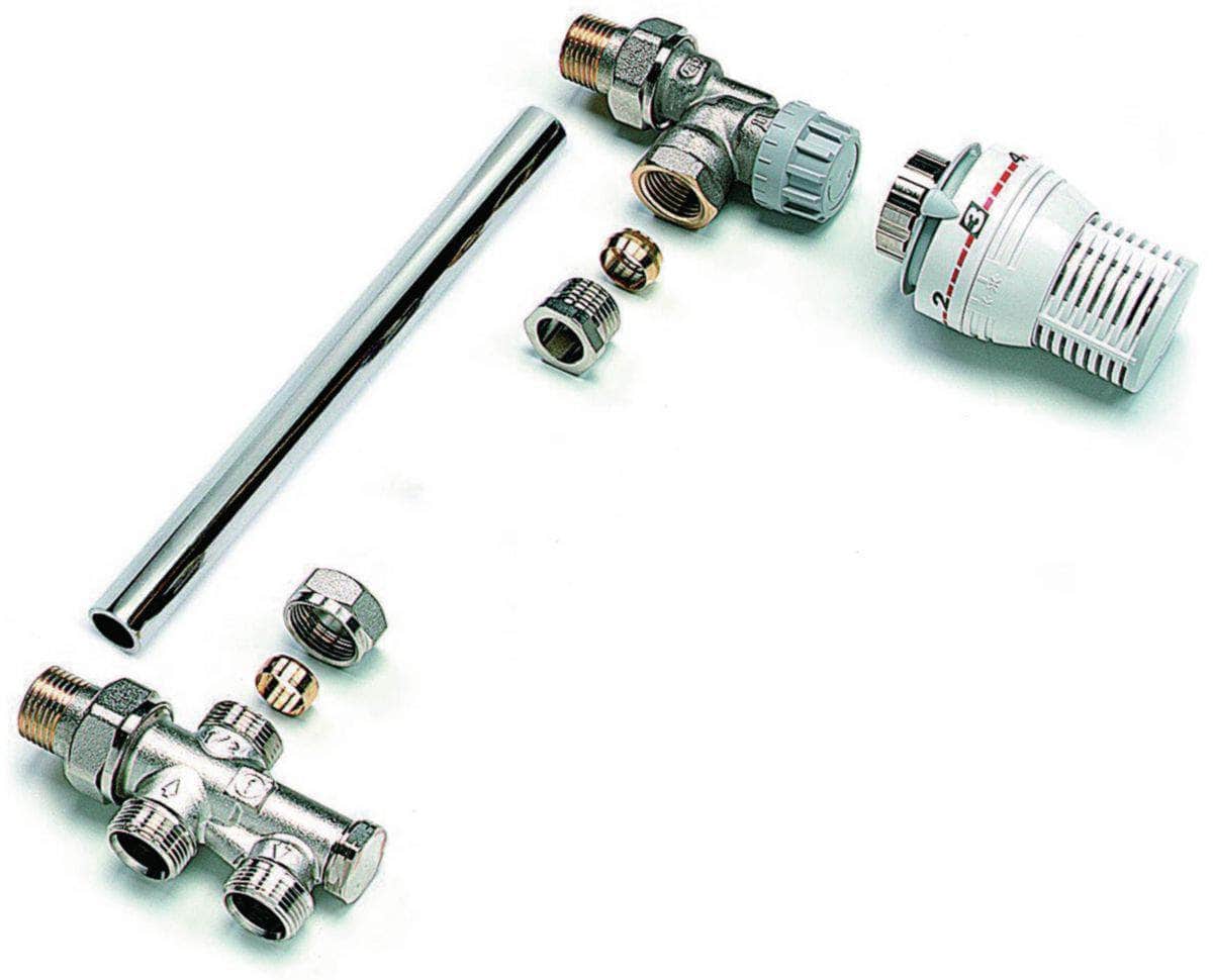 Combiné thermostatique bitube M22 sortie verticale + corps équerre inverse M28 1/2 réf. 534004 COMAP - Image 2