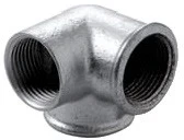 Raccord acier galva coudé 90° en Té 3 voies FFF 1/2 x 1/2 x 1/2 Atusa 221 - Réf. F2210100042