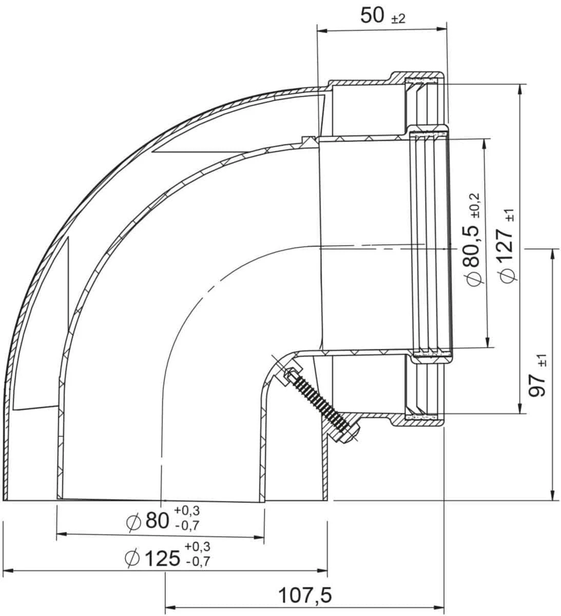 Coude clapet intégré 3CEP 90° diamètre 80 / 125 mm Réf 3318648 ARISTON THERMO GROUP