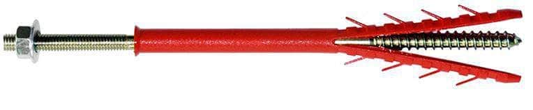 Fixation radiateur paroi isolée Novipro 2 vis à 2 filets 8x260 2 écrous 8mm 2 rondelles 8x18 2 chevilles 10x200 NOVIPRO