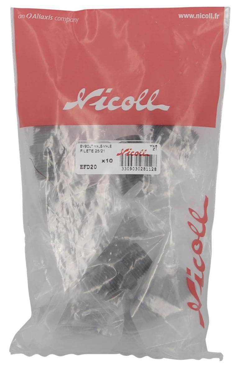 Mamelon double fileté droite-droite 15x21 EFD20 (sachet de 10 unités) NICOLL - Image 3