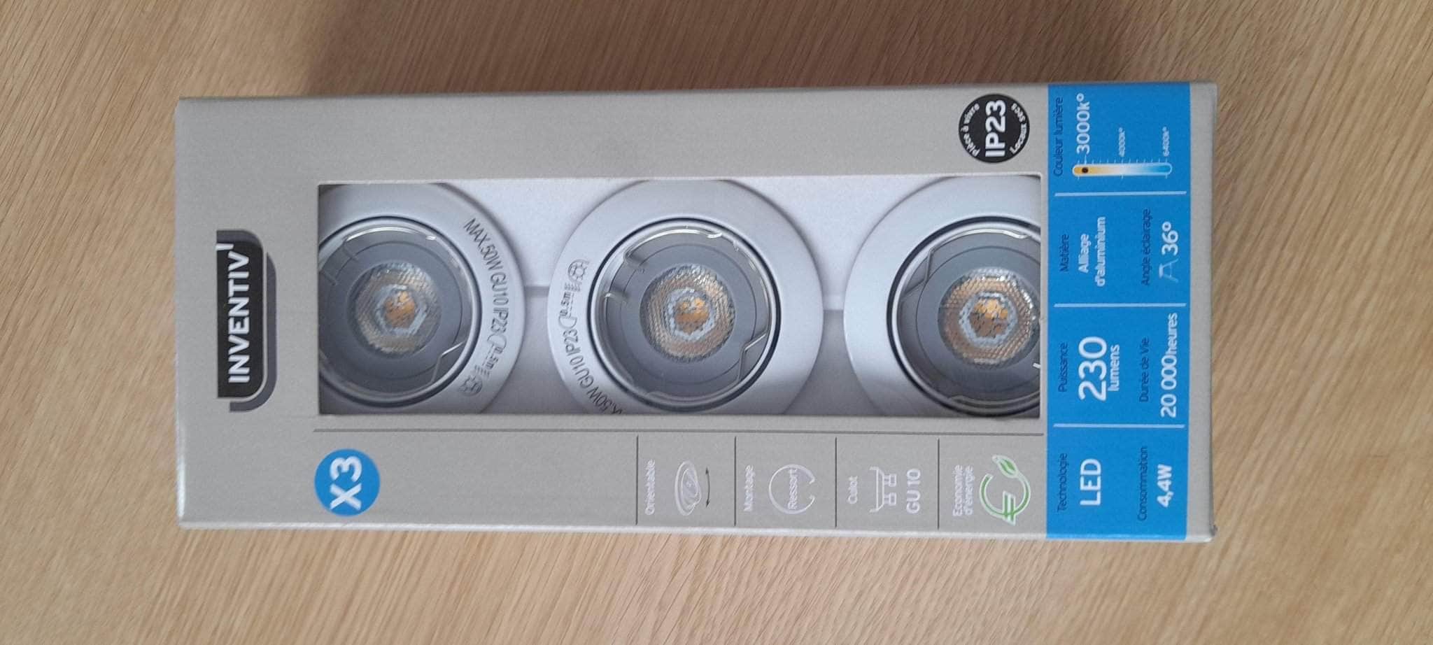 3 spots LED à encastrer orientable INVENTIV' - Image 2