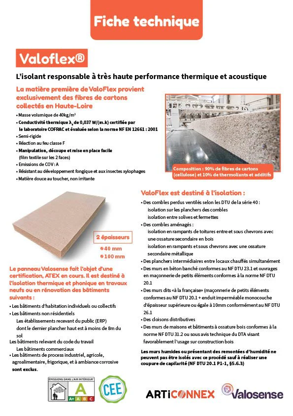 Panneau isolant fibre de Carton R=1.08 - Valosense - 1200 x 600 x 40 mm - Image 3