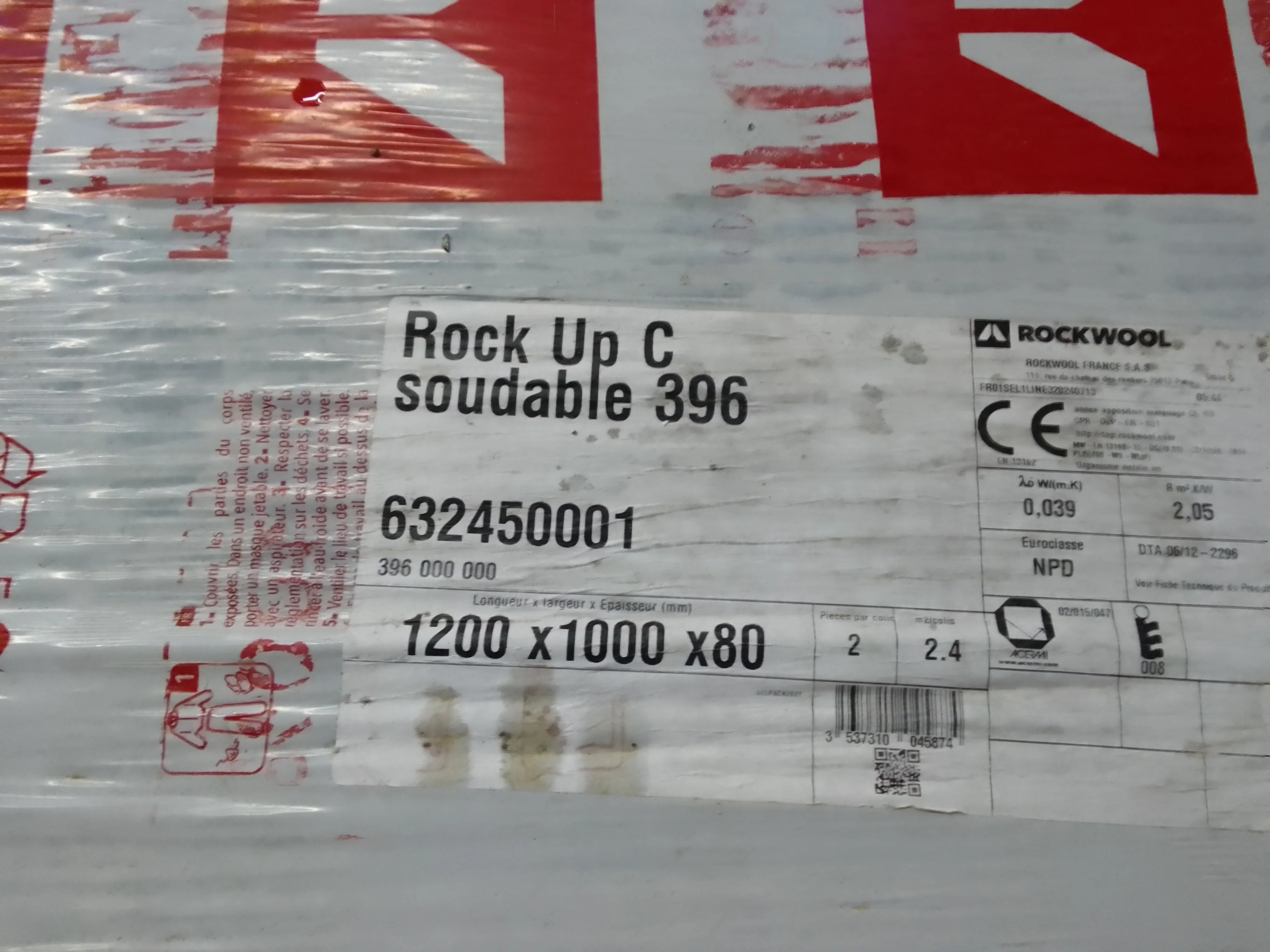 Panneau laine de roche vert - 1200 x 1000 mm - Ep=80mm - ROCKWOOL (Rock Up C soudable 369) - Image 5