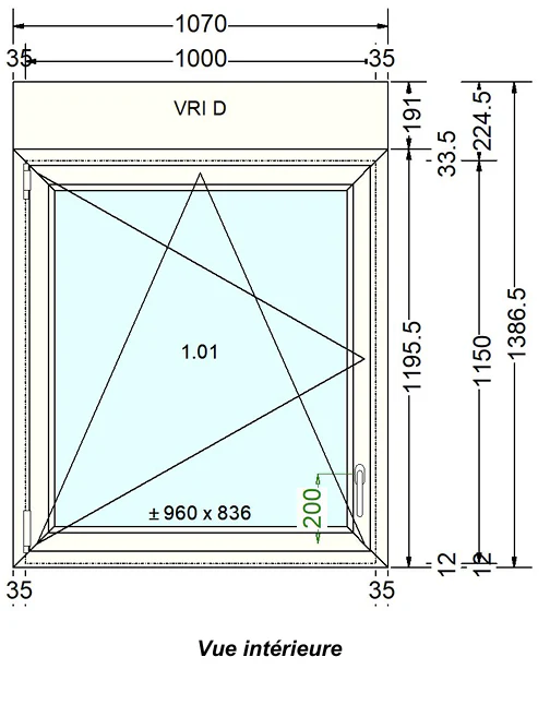 Fenêtre PVC blanc 9016 satine classe 1 - 1150 x 1000 mm - Bouvet Thermience droite VRI - Image 4