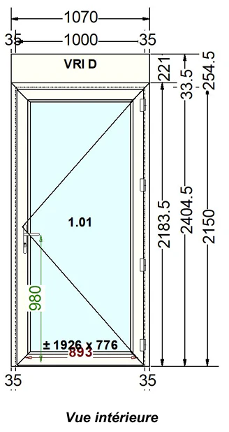 Porte-fenêtre PVC blanc 9016 satine classe 1 - 2150 x 1000 mm - Bouvet Thermience gauche VRI - Image 4