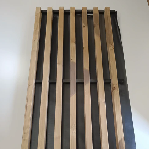 Panneau décoratif voile noir et bois massif epicéa - 1200 x 600 mm