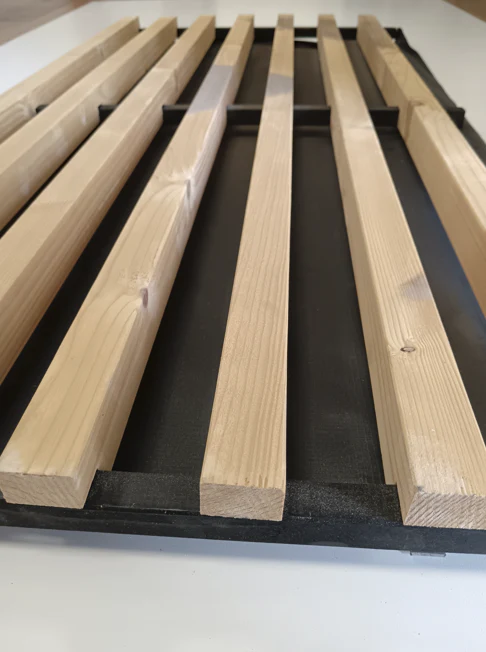 Panneau décoratif voile noir et bois massif epicéa - 1200 x 600 mm - Image 2