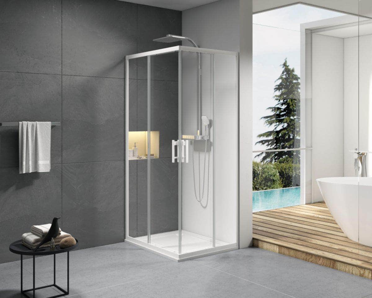 Paroi de douche Alterna Concerto accès en angle un côté réversible longueur 70 cm profilé blanc verre transparent ALTERNA - Image 2