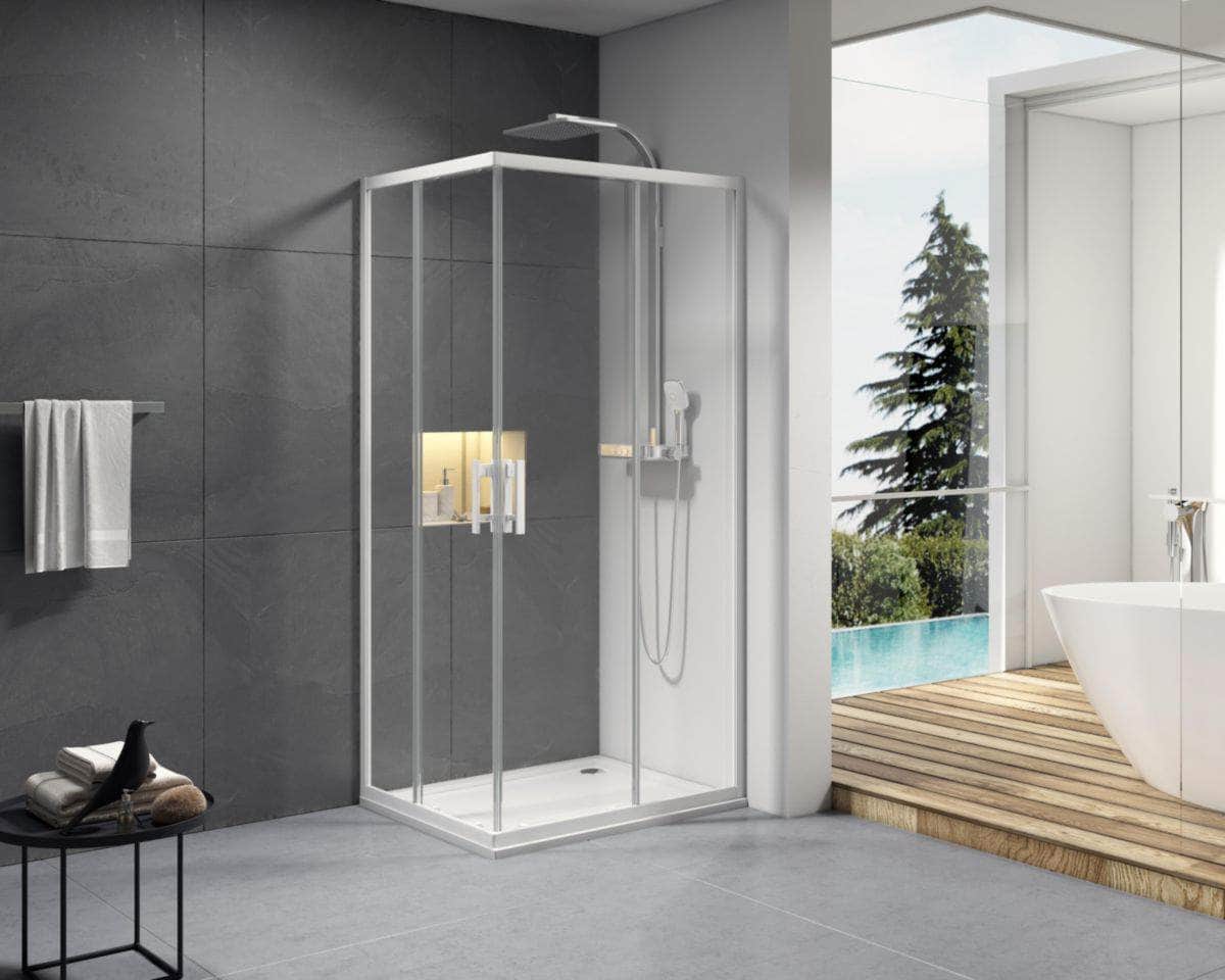 Paroi de douche Alterna Concerto accès en angle un côté réversible longueur 70 cm profilé blanc verre transparent ALTERNA - Image 3