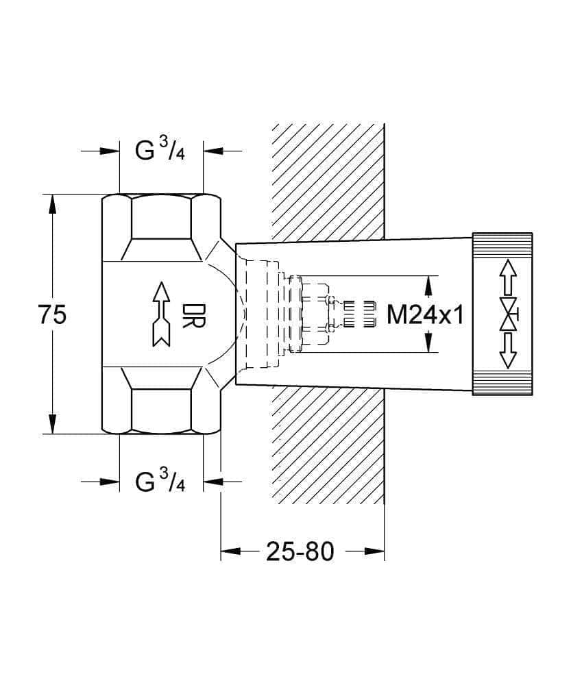 Robinet d'arrêt encastré 3/4" 29802000 GROHE - Image 3