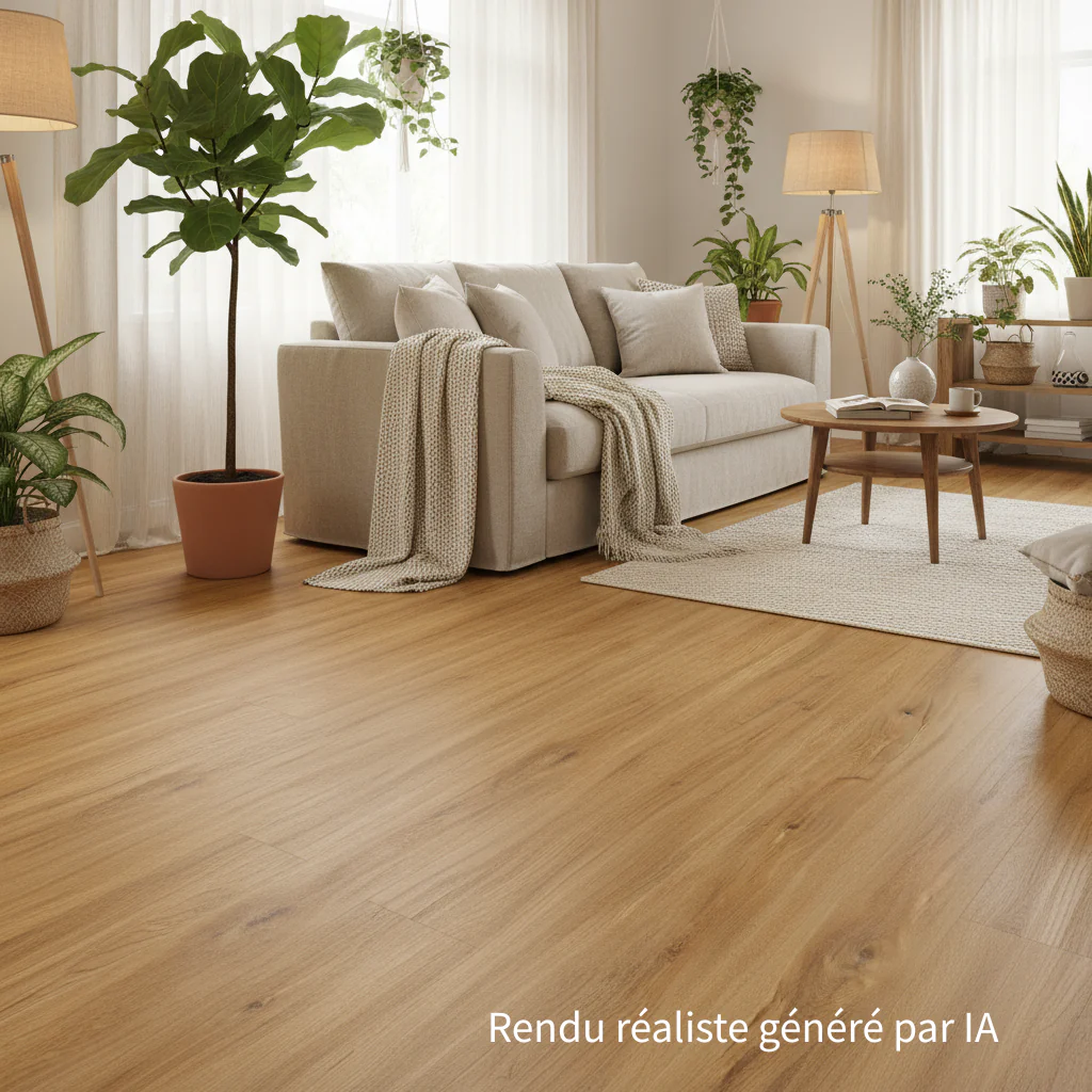 Sol PVC-SPC clipsable chêne naturel - usage intensif - sous-couche intégrée - 1220 x 180 x 5,5 mm - Image 4