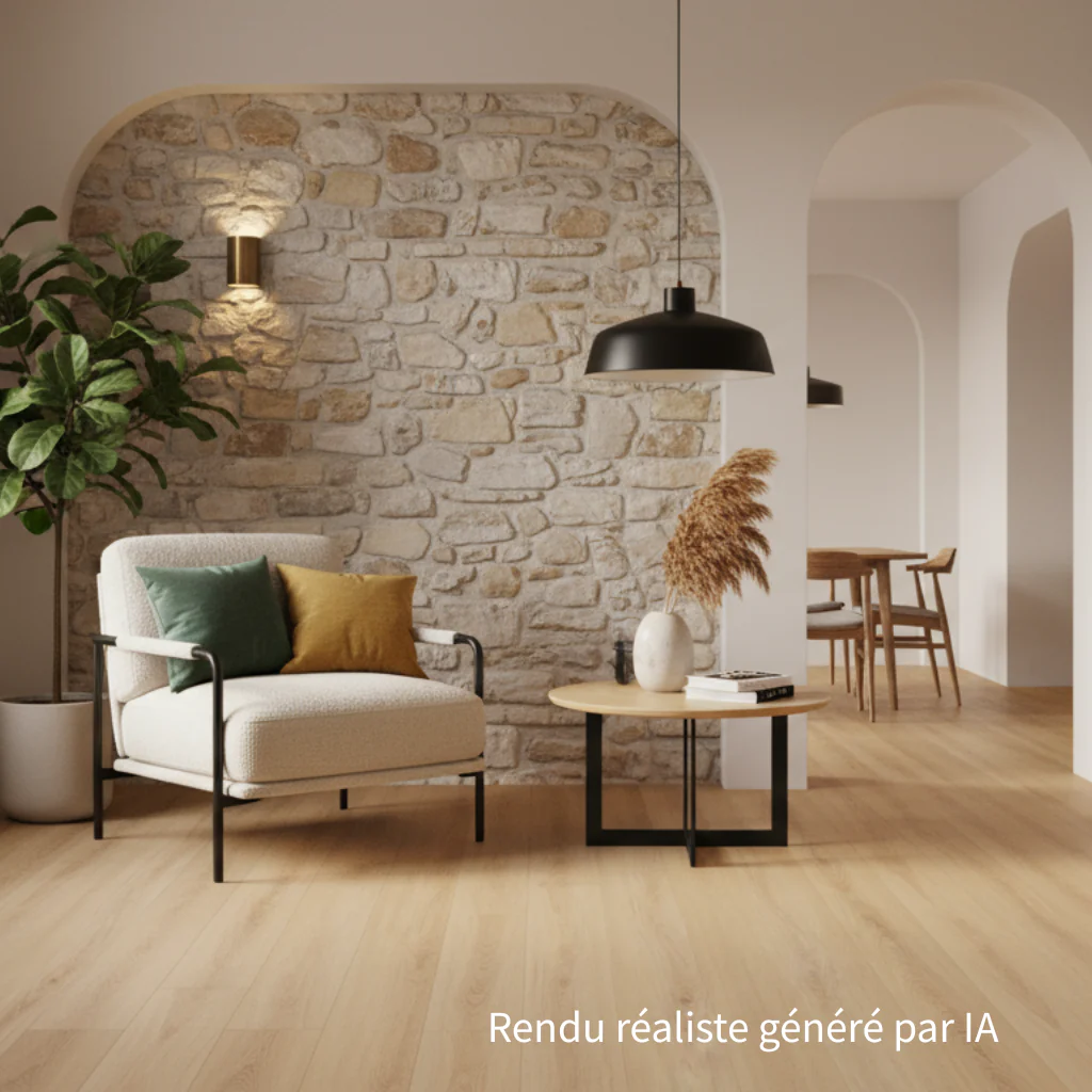 Sol PVC SPC clipsable chêne 3702 - usage résidentiel - sous-couche intégrée - 1220 x 178 x 5,0 mm - Image 4