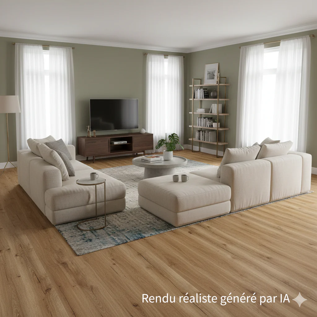 Sol PVC-SPC clipsable chene - usage résidentiel - sous-couche intégrée - 1220 x 180 × 4.5mm - Image 4