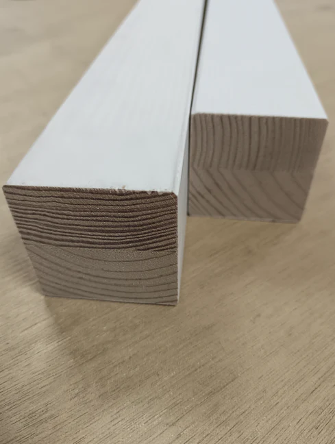Tasseau décoratif pin bois massif abouté - 50 x 50 - L=1.9m vernis blanc - Image 3