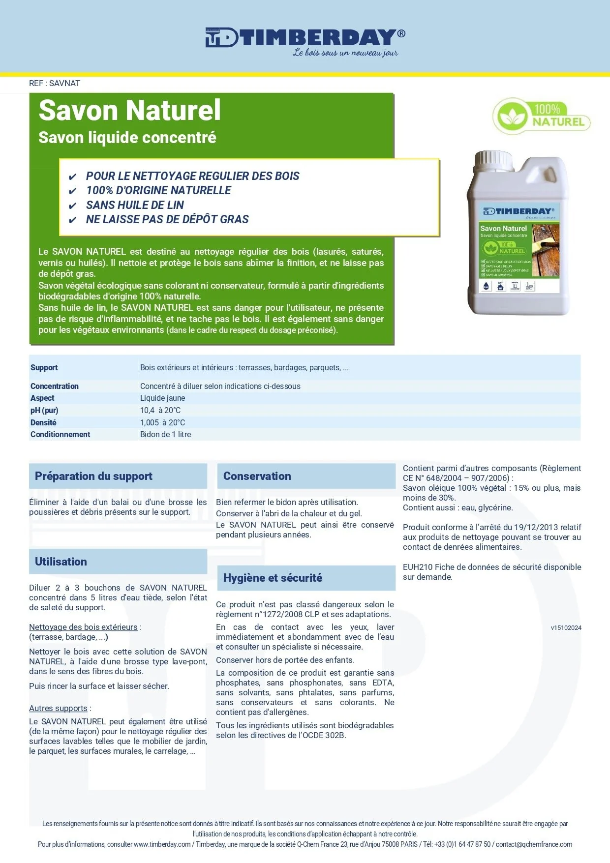 Savon Naturel Jerrican 1 Litre Timberday - Image 2