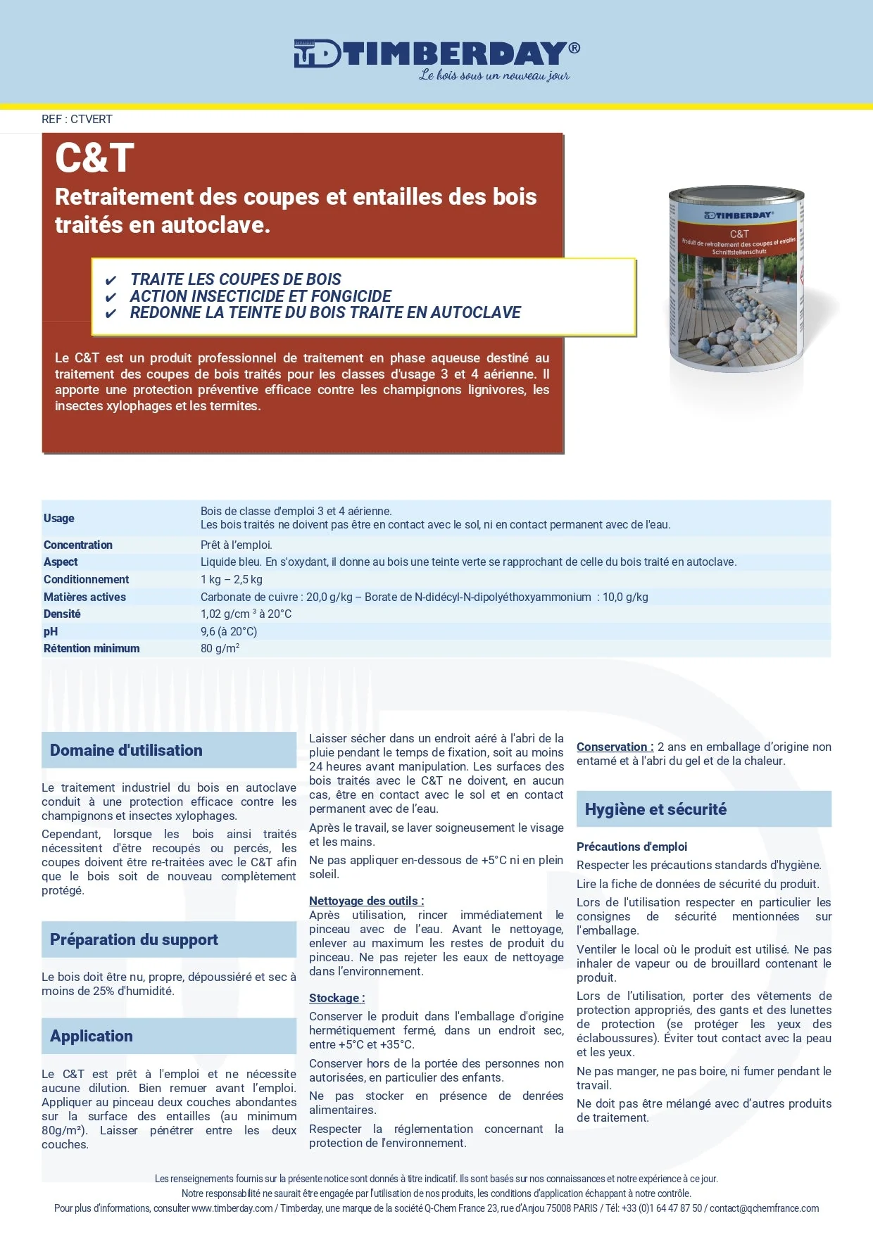 Traitement de coupe C&T Vert Boite 1 kg Timberday - Image 2
