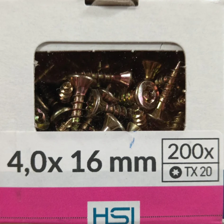 Boite de 200 Vis agglo acier zingué 4x16 Empreinte Torx - Image 2